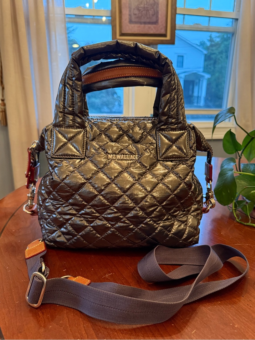Mz Wallace Sutton Moon Dust Metallic Lacquer Quilted Bag - Picture 2 of 11